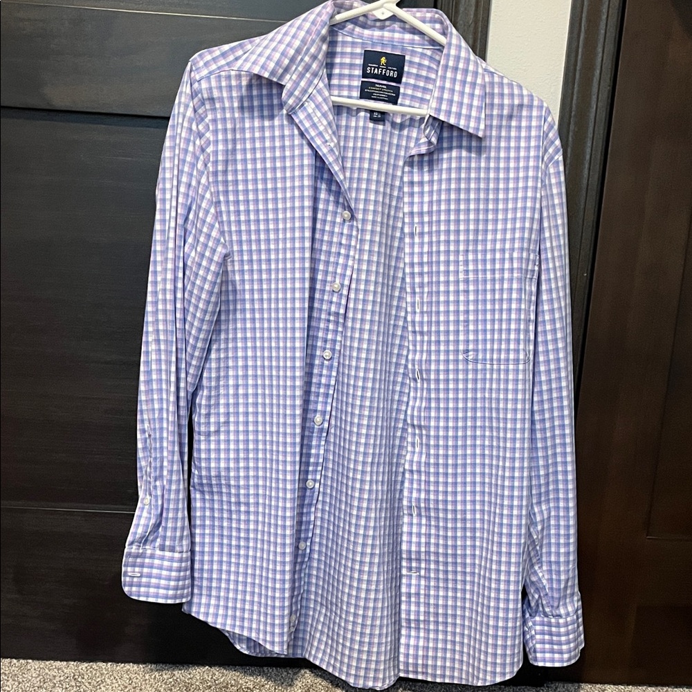 Stafford Lavender Checkered Dress Shirt